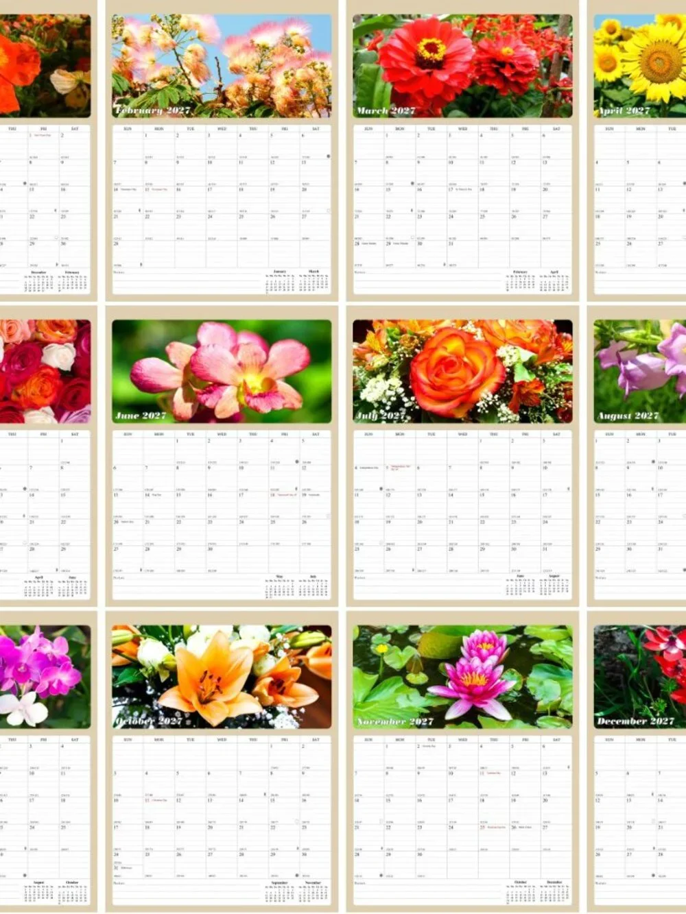 2027 Calendar Magnetic Peel & Stick 12 Months 8.5